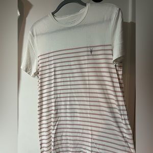 All Saints pink striped T shirt